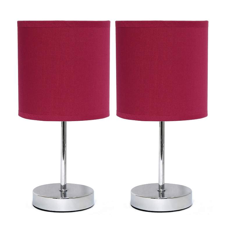 Image 3 Simple Designs 11" High Wine Accent Table Lamps Set of 2 more views