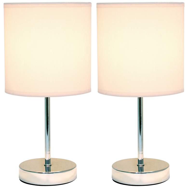 Image 2 Simple Designs 11 inchH Blush Pink Accent Table Lamps Set of 2