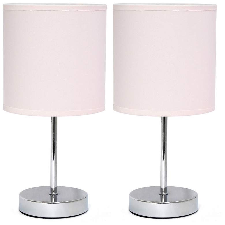 Image 3 Simple Designs 11 inchH Blush Pink Accent Table Lamps Set of 2 more views
