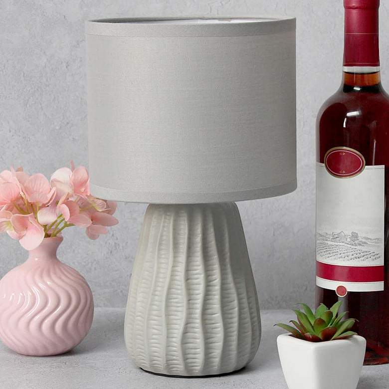 Image 1 Simple Designs 11 inchH Gray Pastel Ceramic Accent Table Lamp
