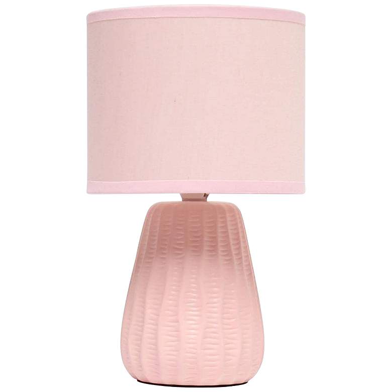 Image 2 Simple Designs 11 inchH Pink Pastel Ceramic Accent Table Lamp