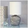 1_Simple Designs 12.4" Chic Glow Round Marble Conc Tb Lp, Fabric Shade, Gray