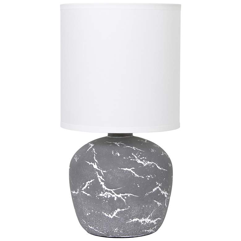 Image 3 Simple Designs 12.4" Chic Glow Round Marble Conc Tb Lp, Fabric Shade, Gray more views