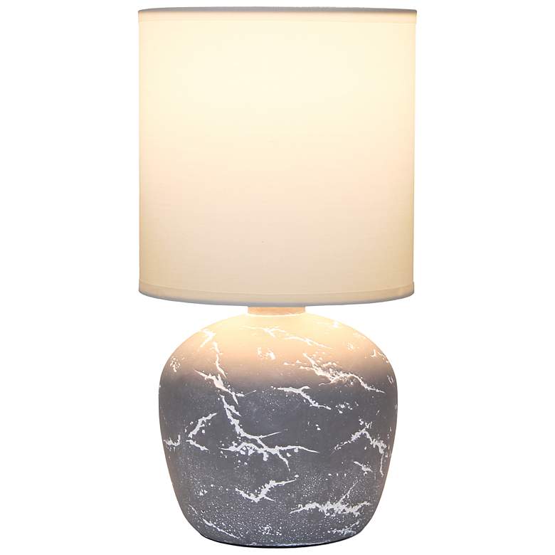 Image 4 Simple Designs 12.4" Chic Glow Round Marble Conc Tb Lp, Fabric Shade, Gray more views