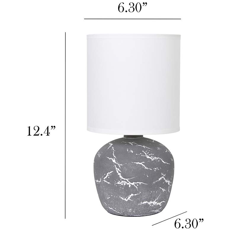 Image 5 Simple Designs 12.4" Chic Glow Round Marble Conc Tb Lp, Fabric Shade, Gray more views