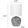 5_Simple Designs 12.4" Chic Glow Round Marble Conc Tb Lp, Fabric Shade, Gray more views