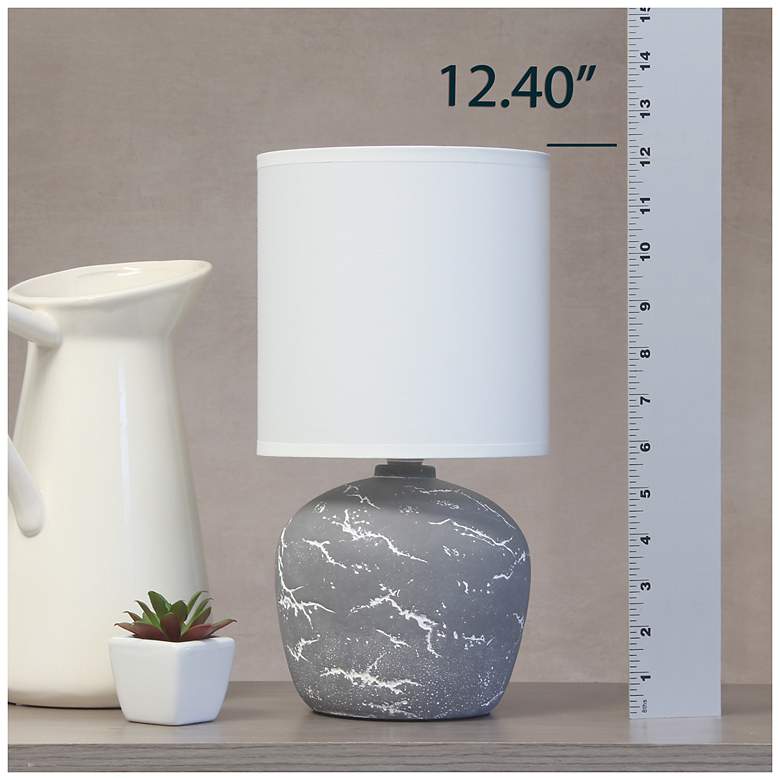 Image 7 Simple Designs 12.4" Chic Glow Round Marble Conc Tb Lp, Fabric Shade, Gray more views