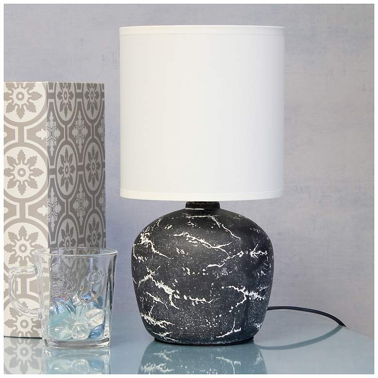Image 1 Simple Designs 12.4" Chic Glow Rounded Marble Conc Tb Lp, Fbc Shade, Black
