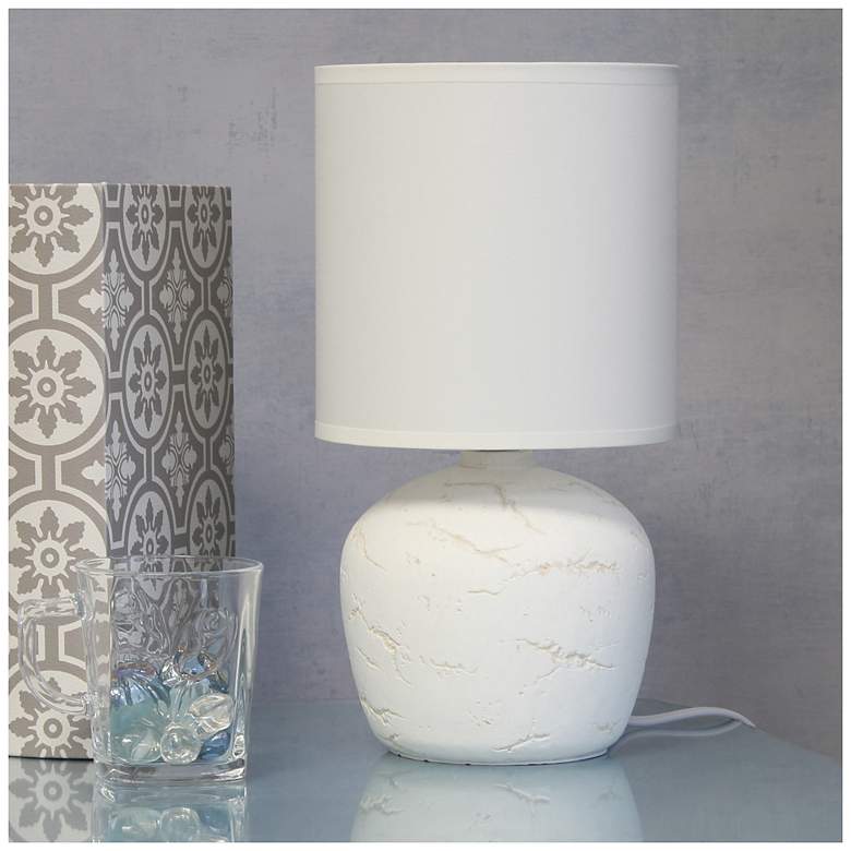 Image 1 Simple Designs 12.4" Chic Glow Rounded Marble Conc Tb Lp, Fbc Shd, Off Wht