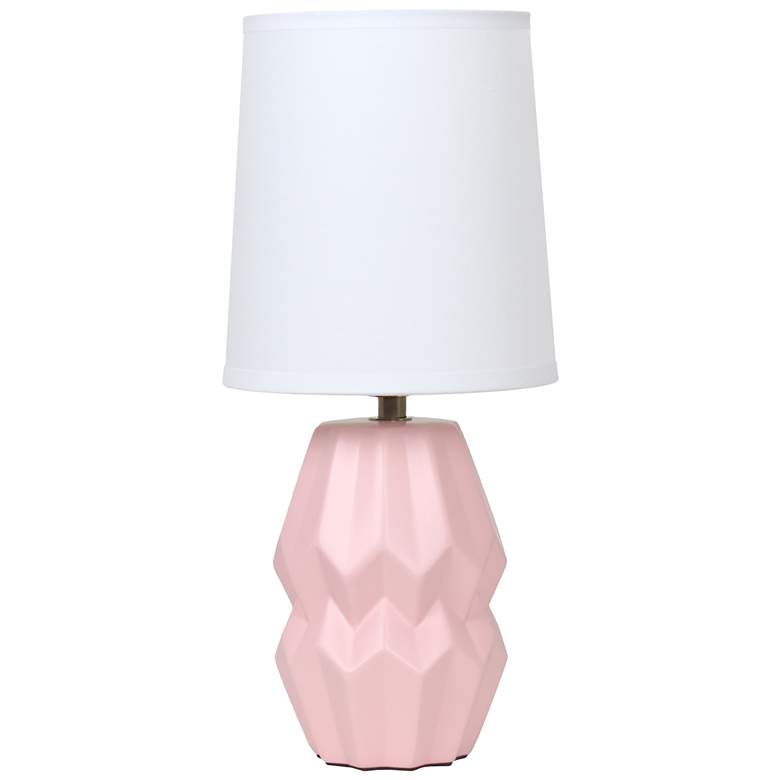 Image 2 Simple Designs 12.5" Chic Glow Ceramic Table Lamp w WHT Fabric Shade, Pink
