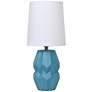 2_Simple Designs 12.5" Chic Glow Ceramic Table Lamp, White Fabric Shade, Teal