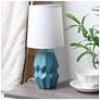1_Simple Designs 12.5" Chic Glow Ceramic Table Lamp, White Fabric Shade, Teal