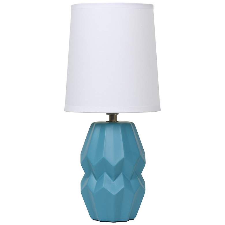 Image 3 Simple Designs 12.5" Chic Glow Ceramic Table Lamp, White Fabric Shade, Teal more views