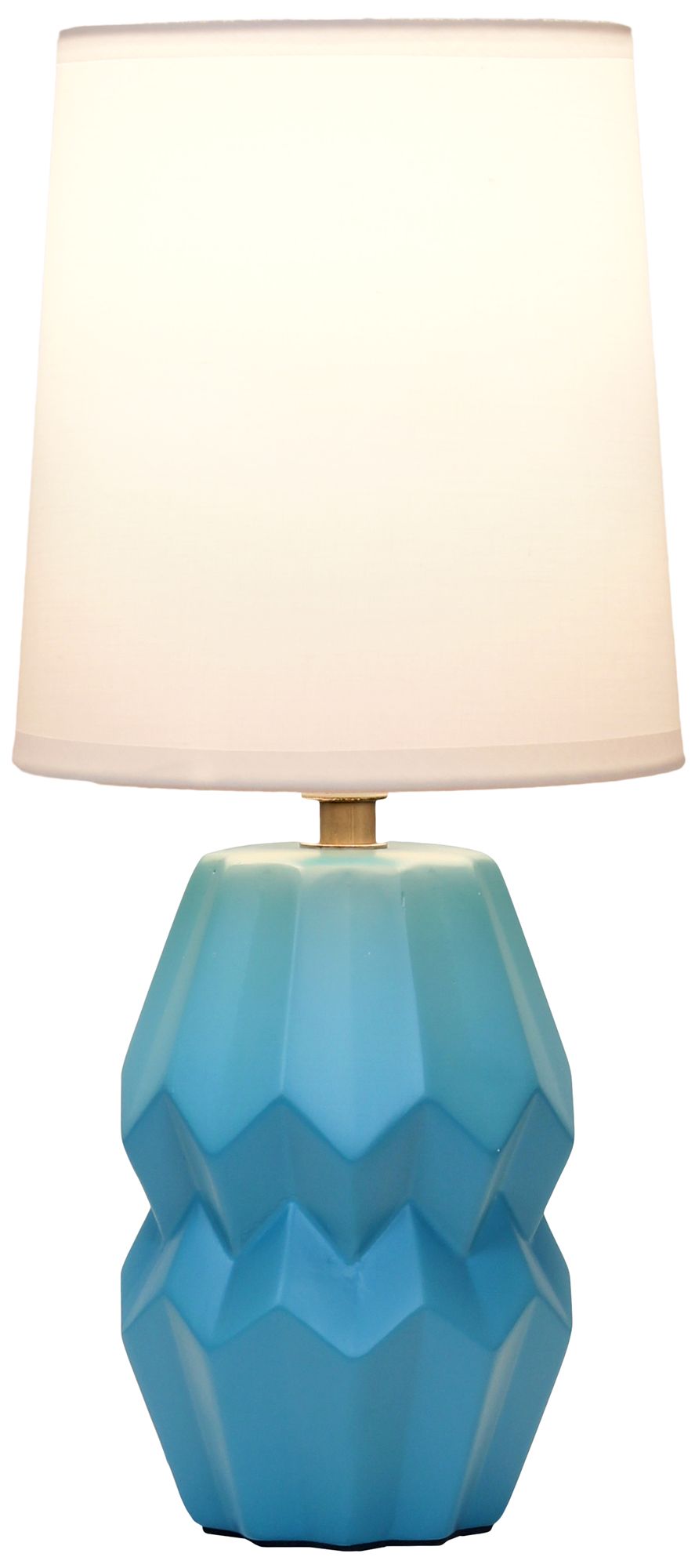 Image 4 Simple Designs 12.5" Chic Glow Ceramic Table Lamp, White Fabric Shade, Teal more views