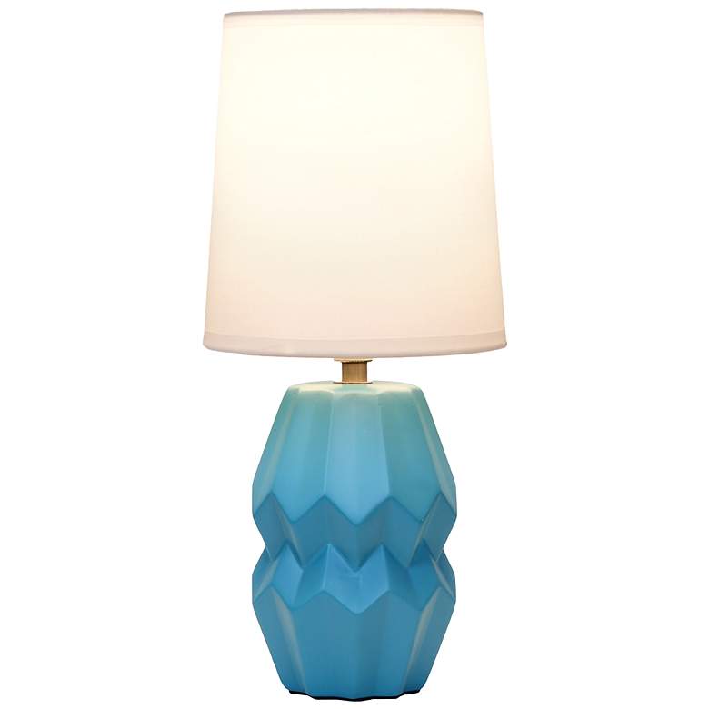 Image 4 Simple Designs 12.5" Chic Glow Ceramic Table Lamp, White Fabric Shade, Teal more views