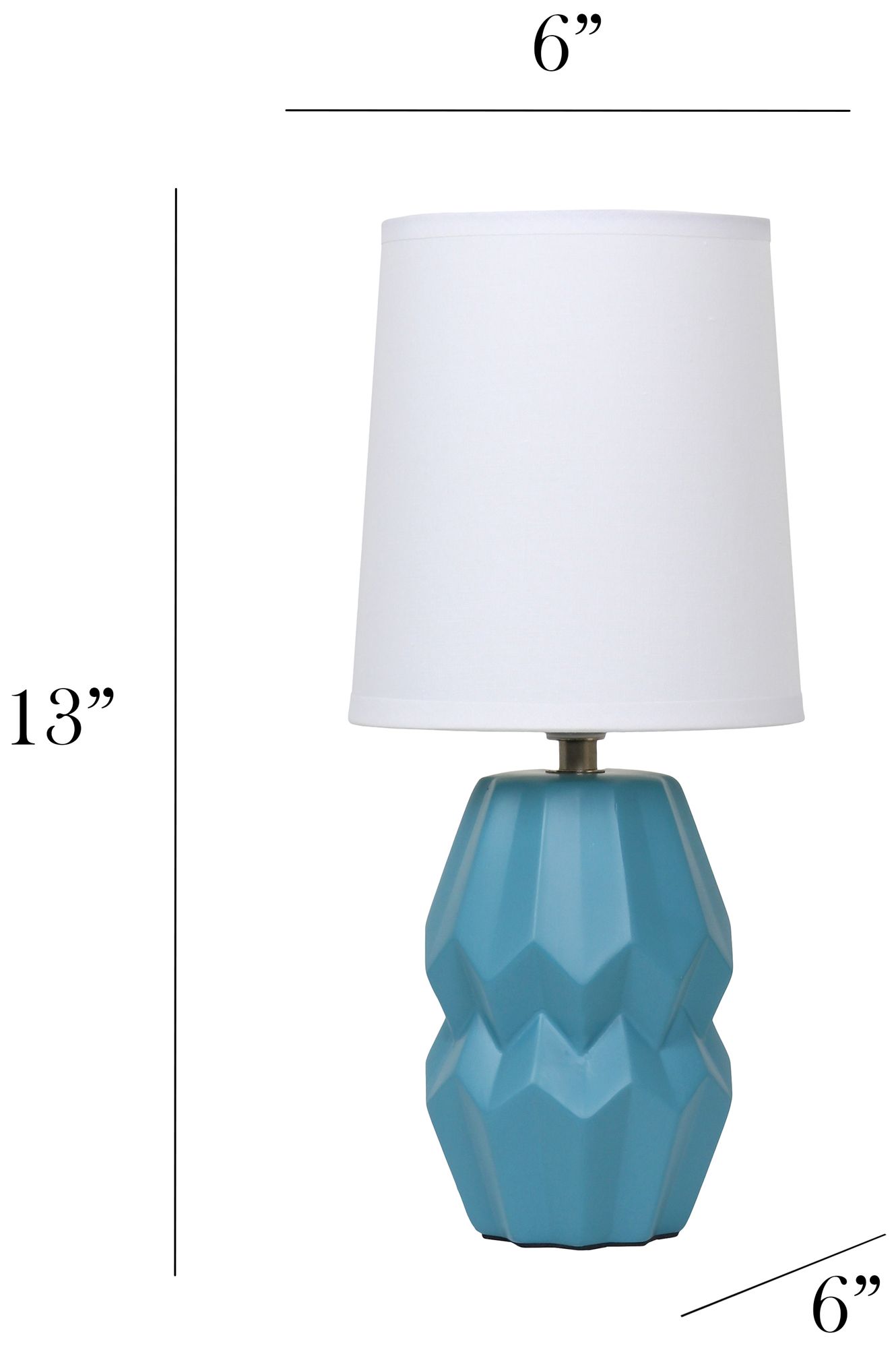 Simple Designs 12.5" Chic Glow Ceramic Table Lamp, White Fabric Shade, Teal