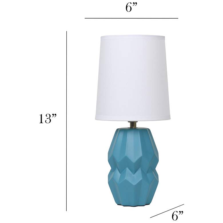 Image 5 Simple Designs 12.5" Chic Glow Ceramic Table Lamp, White Fabric Shade, Teal more views