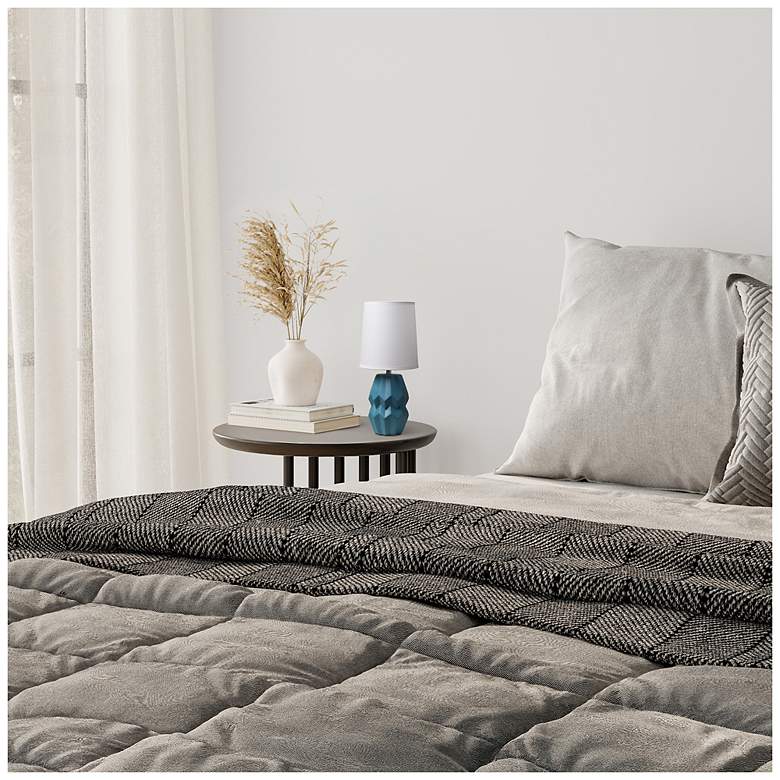 Image 6 Simple Designs 12.5" Chic Glow Ceramic Table Lamp, White Fabric Shade, Teal more views