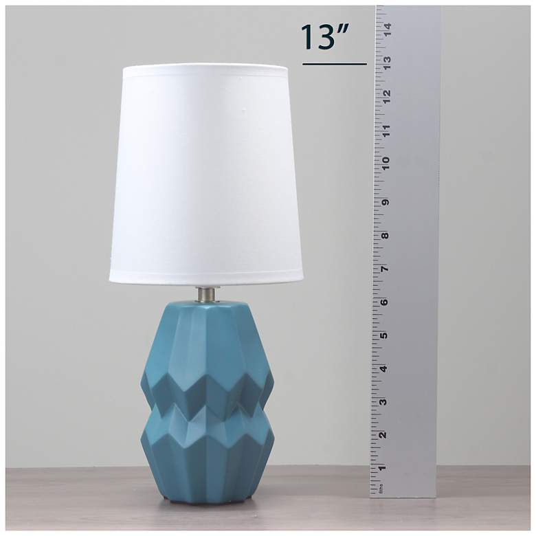 Image 7 Simple Designs 12.5" Chic Glow Ceramic Table Lamp, White Fabric Shade, Teal more views