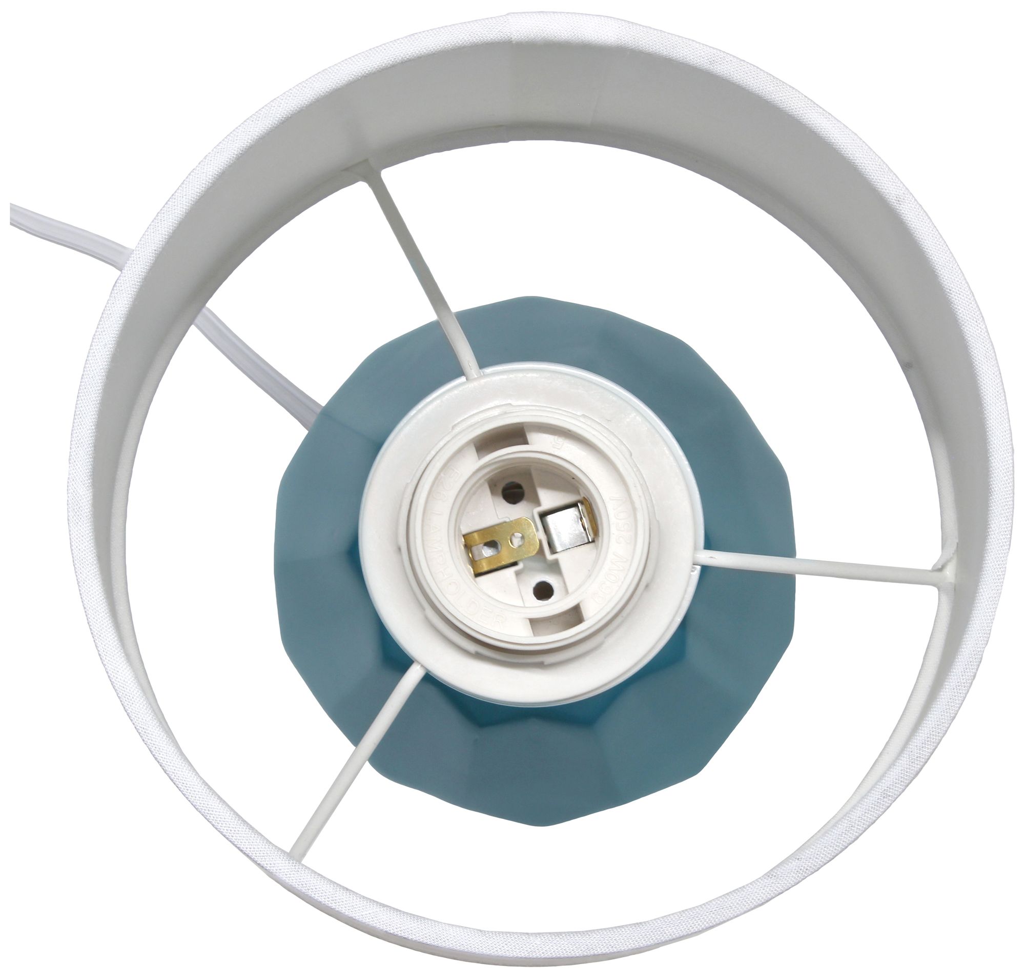 Simple Designs 12.5" Chic Glow Ceramic Table Lamp, White Fabric Shade, Teal