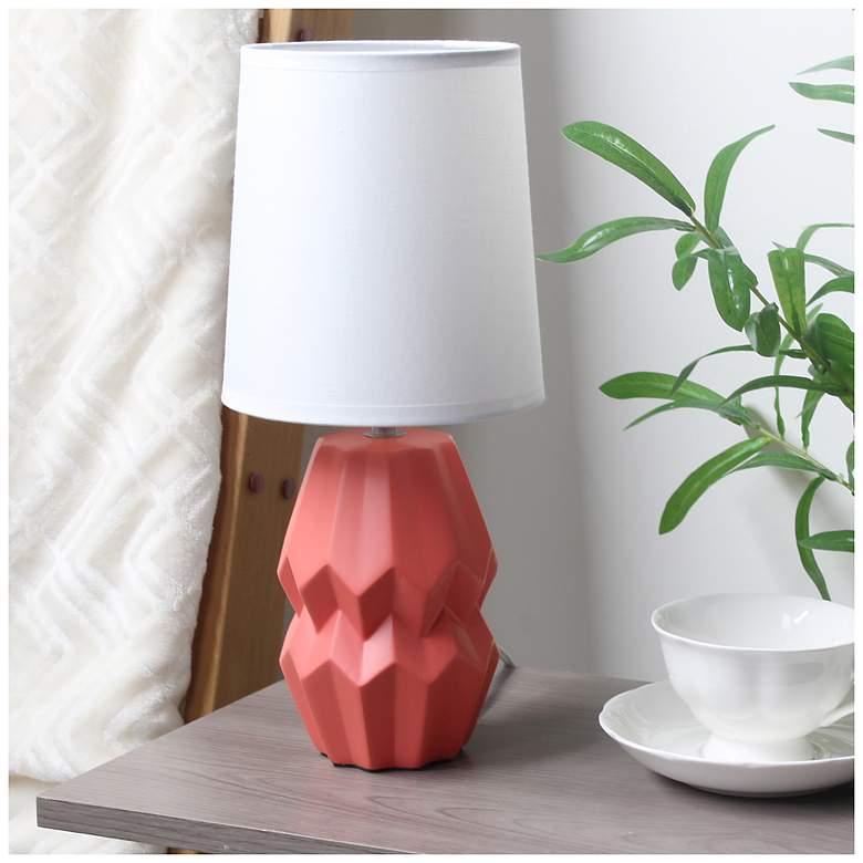 Image 1 Simple Designs 12.5" Chic Glow Ceramic Table Lamp, White Fbc Shade, Orange