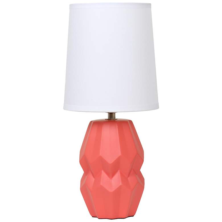 Image 3 Simple Designs 12.5" Chic Glow Ceramic Table Lamp, White Fbc Shade, Orange more views