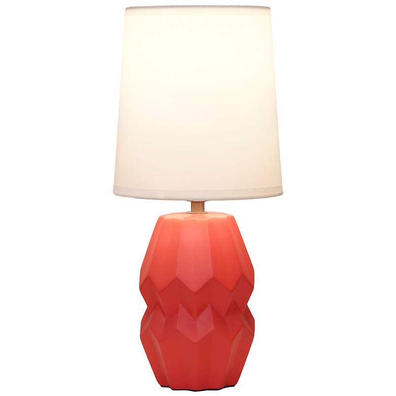 Image 4 Simple Designs 12.5" Chic Glow Ceramic Table Lamp, White Fbc Shade, Orange more views