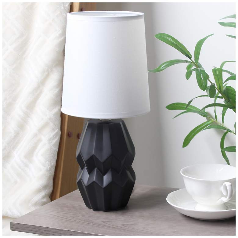 Image 1 Simple Designs 12.5" Chic Glow Ceramic Table Lamp, WHT Fabric Shade, Black