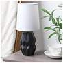 1_Simple Designs 12.5" Chic Glow Ceramic Table Lamp, WHT Fabric Shade, Black