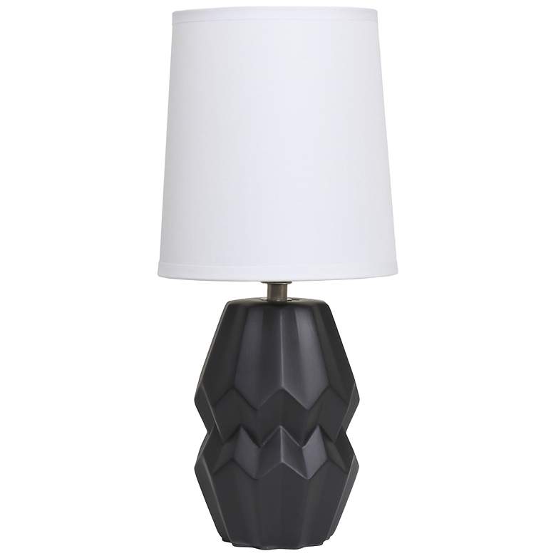 Image 3 Simple Designs 12.5" Chic Glow Ceramic Table Lamp, WHT Fabric Shade, Black more views