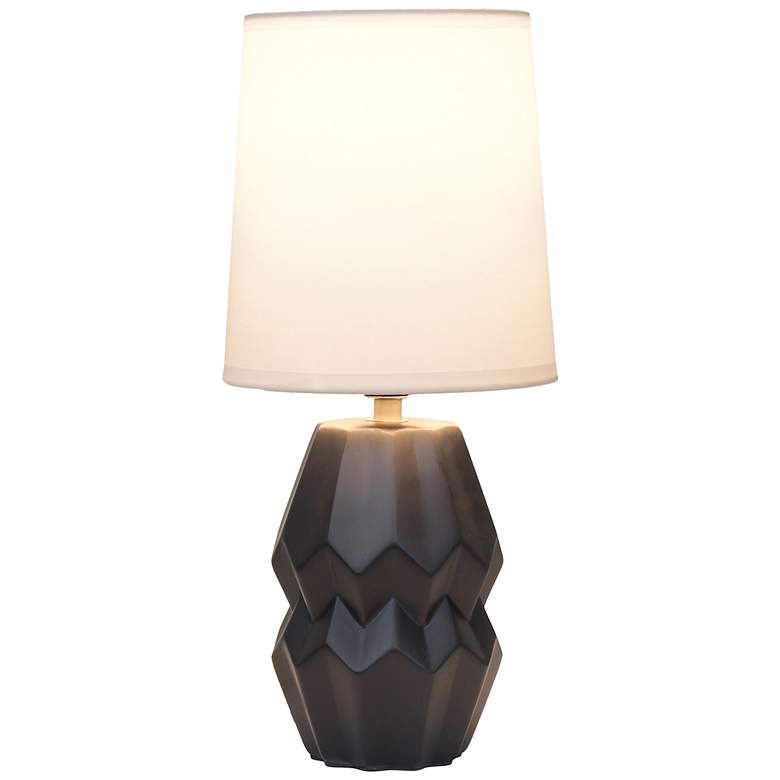Image 4 Simple Designs 12.5" Chic Glow Ceramic Table Lamp, WHT Fabric Shade, Black more views