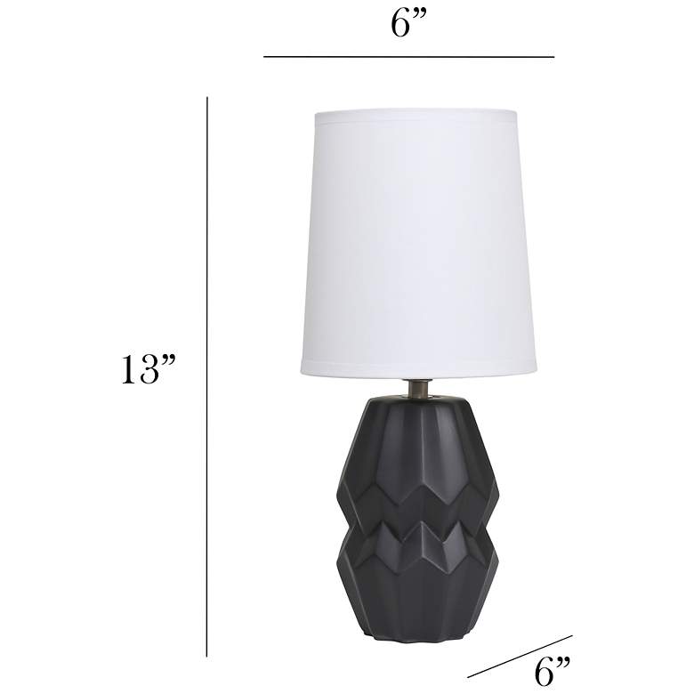 Image 5 Simple Designs 12.5" Chic Glow Ceramic Table Lamp, WHT Fabric Shade, Black more views
