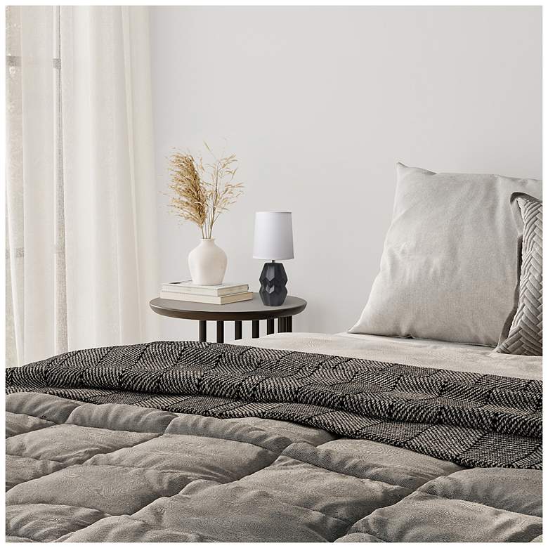 Image 6 Simple Designs 12.5" Chic Glow Ceramic Table Lamp, WHT Fabric Shade, Black more views