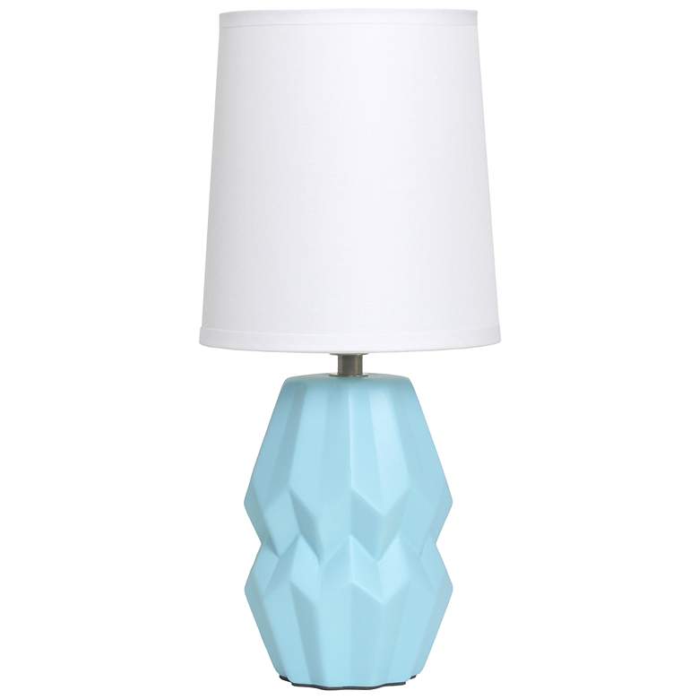 Image 3 Simple Designs 12.5" Chic Glow Ceramic Table Lamp, Wht Fbc Shade, Baby Blue more views