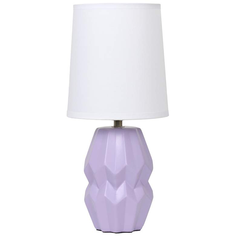 Image 2 Simple Designs 12.5" Chic Glow Ceramic Table Lp, Wht Fabric Shade, Lavender
