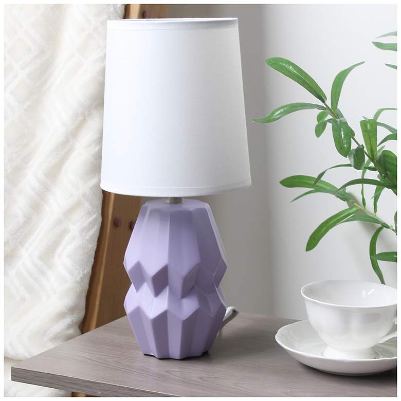 Image 1 Simple Designs 12.5" Chic Glow Ceramic Table Lp, Wht Fabric Shade, Lavender