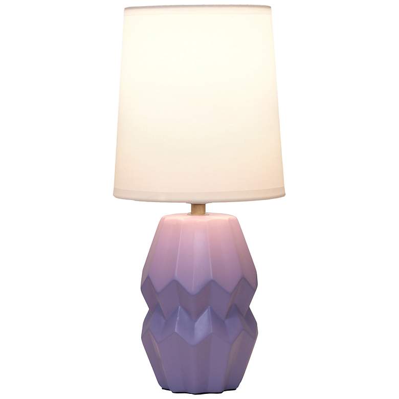 Image 4 Simple Designs 12.5" Chic Glow Ceramic Table Lp, Wht Fabric Shade, Lavender more views
