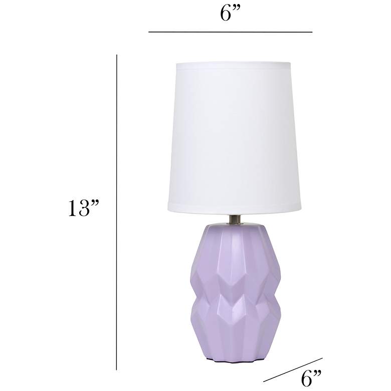 Image 5 Simple Designs 12.5" Chic Glow Ceramic Table Lp, Wht Fabric Shade, Lavender more views
