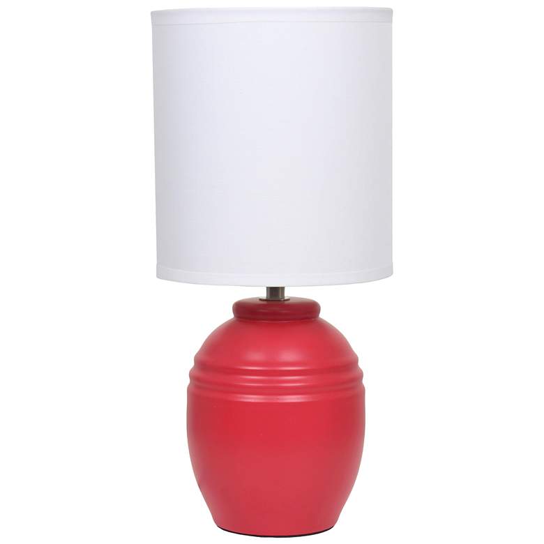 Image 2 Simple Designs 12.5" Chic Glow Mini Jar Table Lamp w Fabric Shade, Red