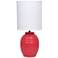 Simple Designs 12.5" Chic Glow Mini Jar Table Lamp w Fabric Shade, Red