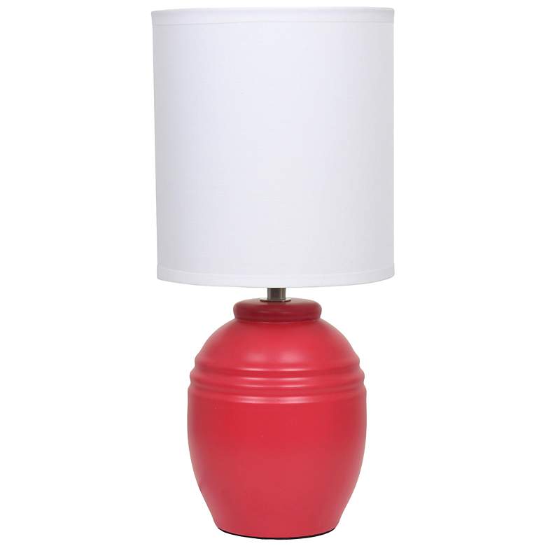 Image 3 Simple Designs 12.5" Chic Glow Mini Jar Table Lamp w Fabric Shade, Red more views