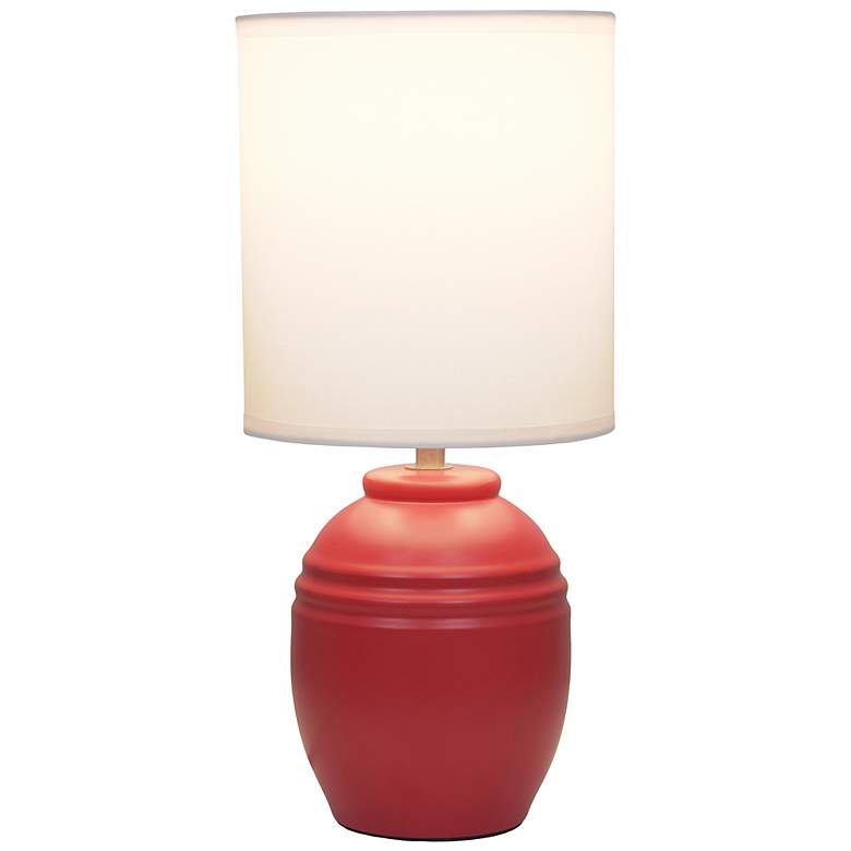 Image 4 Simple Designs 12.5" Chic Glow Mini Jar Table Lamp w Fabric Shade, Red more views