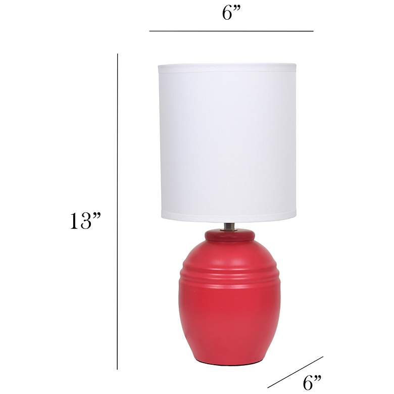 Image 5 Simple Designs 12.5" Chic Glow Mini Jar Table Lamp w Fabric Shade, Red more views