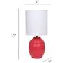 5_Simple Designs 12.5" Chic Glow Mini Jar Table Lamp w Fabric Shade, Red more views