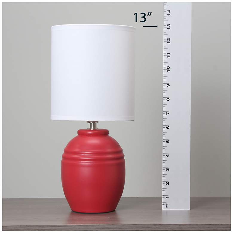 Image 7 Simple Designs 12.5" Chic Glow Mini Jar Table Lamp w Fabric Shade, Red more views