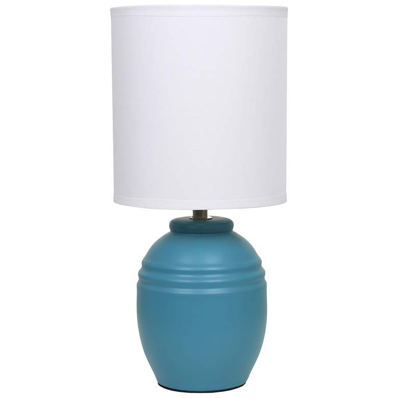 Image 2 Simple Designs 12.5" Chic Glow Mini Jar Table Lamp w Fabric Shade, Teal