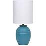 2_Simple Designs 12.5" Chic Glow Mini Jar Table Lamp w Fabric Shade, Teal