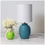1_Simple Designs 12.5" Chic Glow Mini Jar Table Lamp w Fabric Shade, Teal