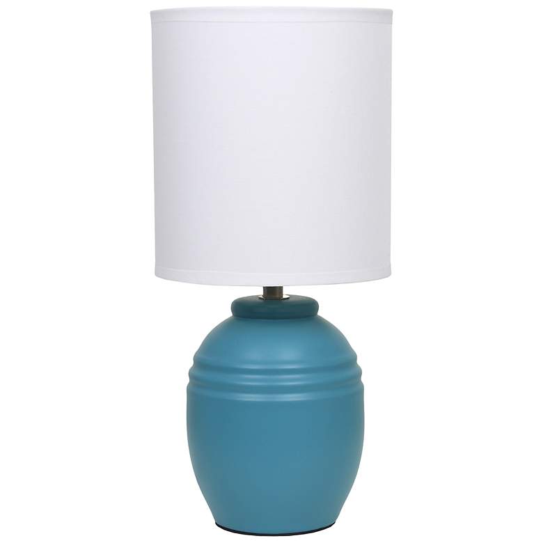 Image 3 Simple Designs 12.5" Chic Glow Mini Jar Table Lamp w Fabric Shade, Teal more views