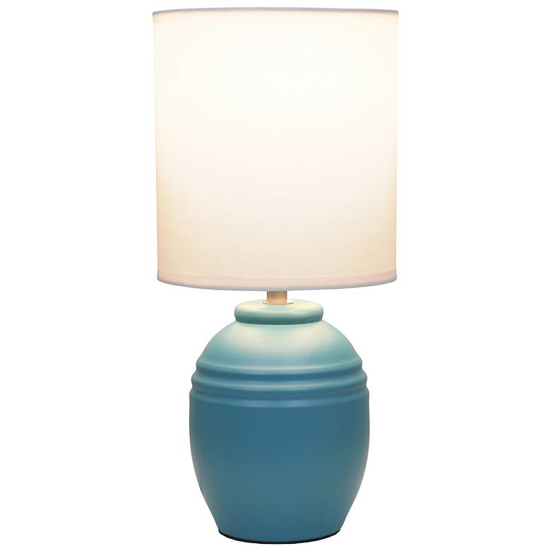 Image 4 Simple Designs 12.5" Chic Glow Mini Jar Table Lamp w Fabric Shade, Teal more views